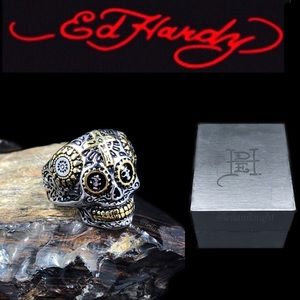 Ed Hardy Day of the Dead Sugar Skull Ring